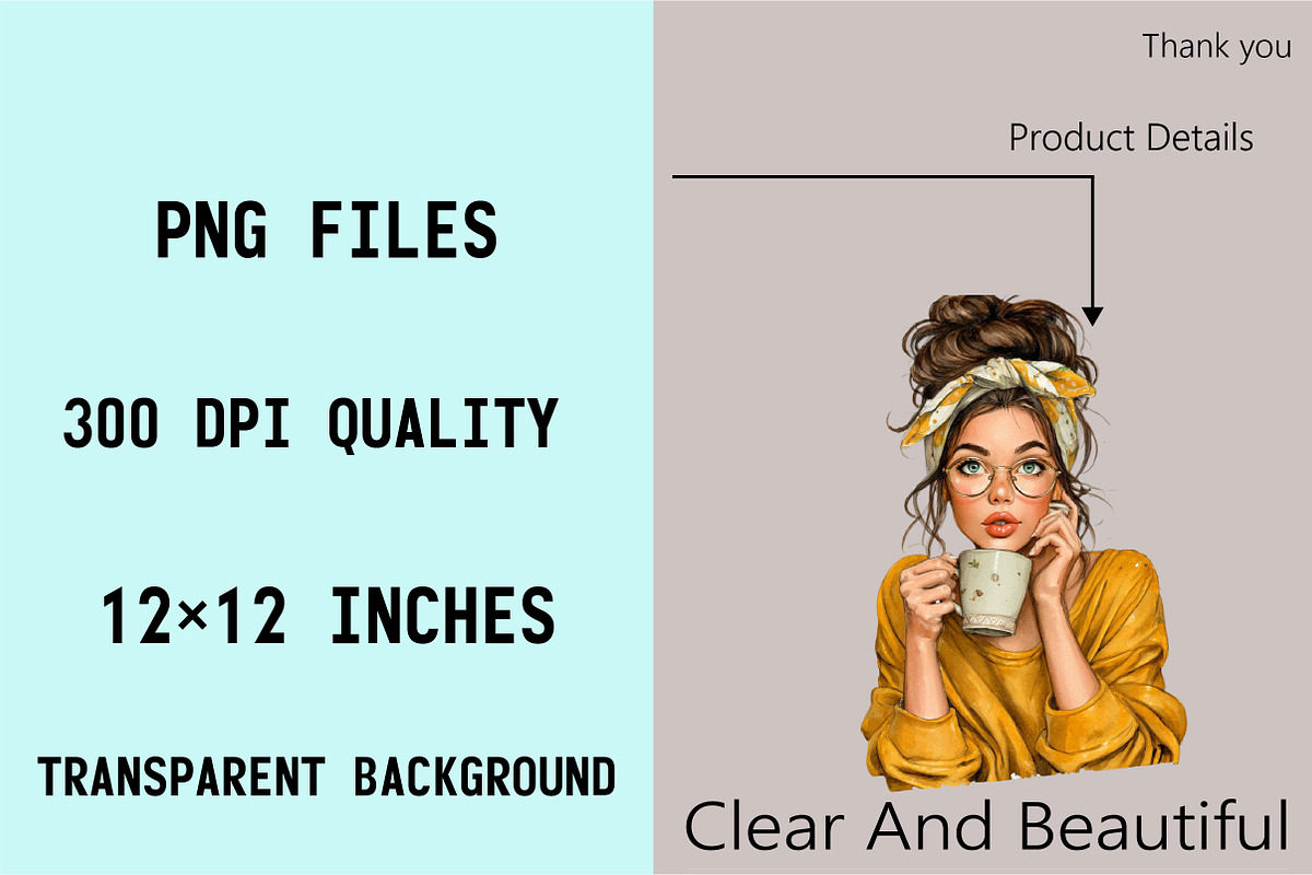Summer Quirky Coffee Girl Clipart Bu, an Illustration by SVGArt (Photo 6 of 9)