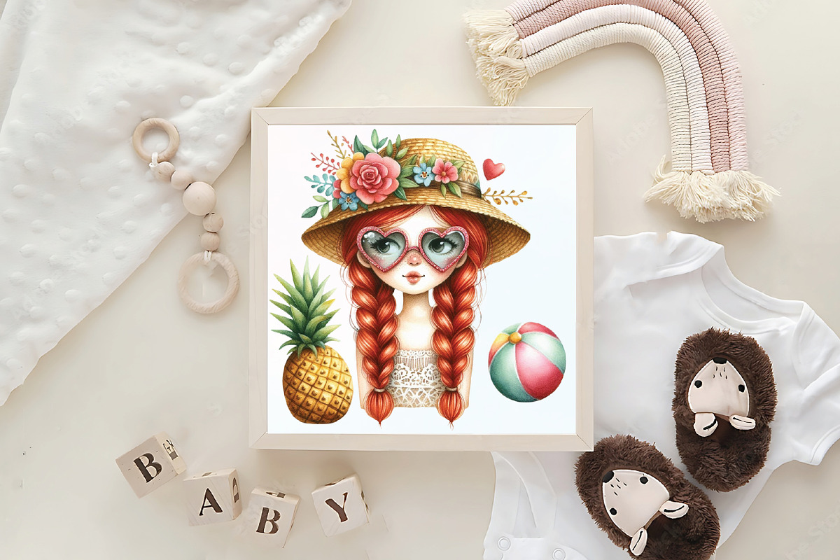 Watercolor Summer Gnome Clipart, an Illustration by CraftArtStudio (Photo 6 of 6)