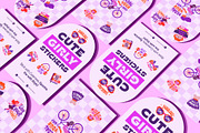 Flat Cute Girly Stickers Set, an Emoji Icon by Creative Stall (Thumbnail 3 of 8)