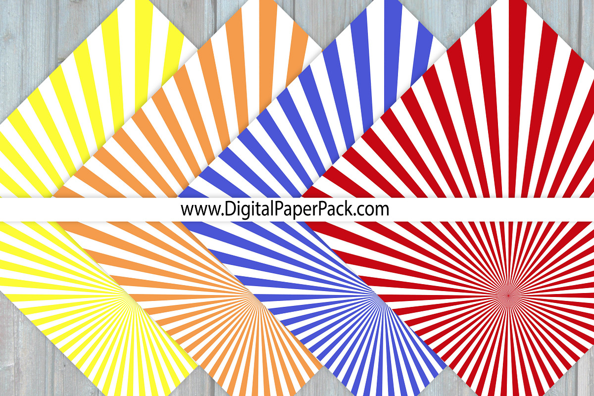 Sunburst Sun Ray Digital Paper Pack, a Pattern Graphic by Leska's Digitals