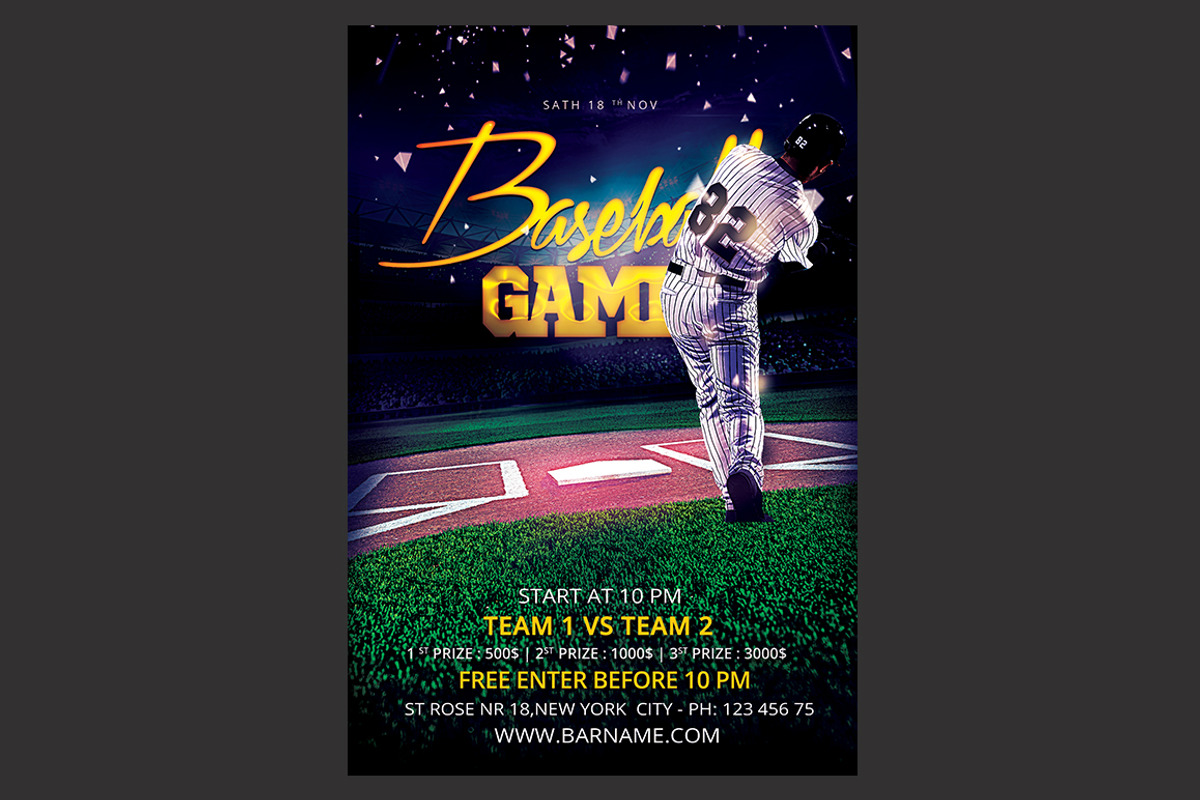 Baseball Game Flyer, a Flyer Template by DSGraphicDesign