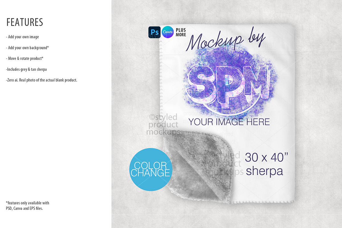 Sherpa Baby Blanket Mockup Bundle, a Household Mockup by StyledProductMockups (Photo 3 of 9)