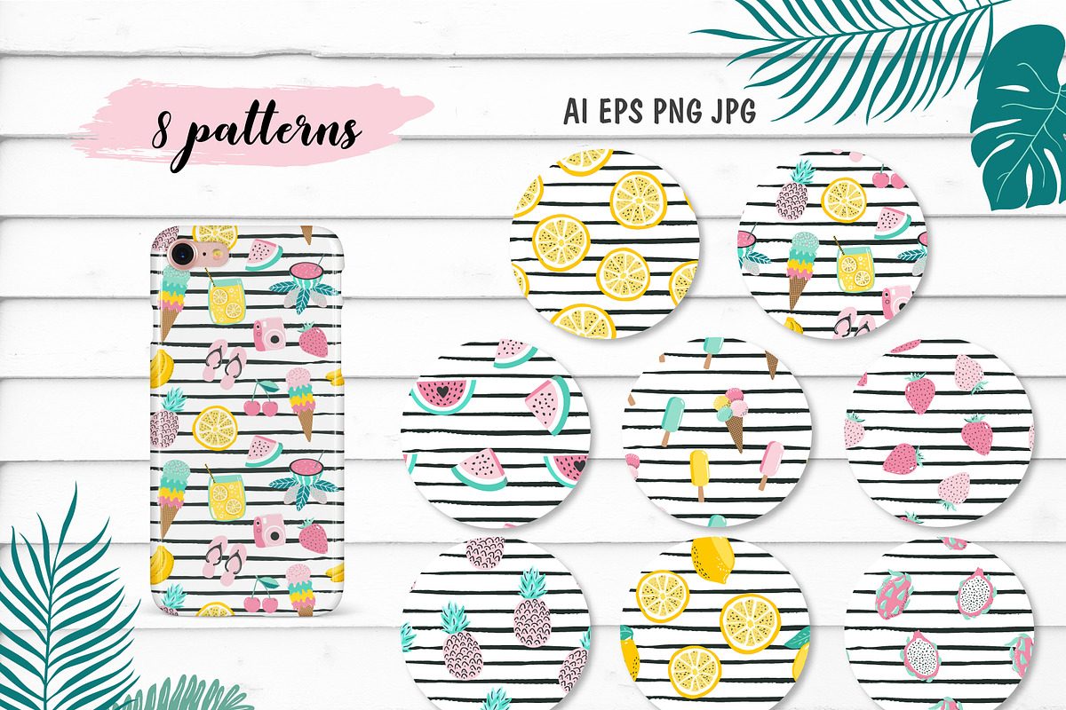 Summer clipart and patterns, a Decorative Illustration by Cozy pattern shop (Photo 4 of 6)