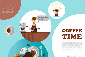 Flat Coffee Elements Template