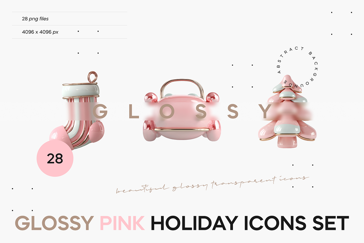 Glossy Pink Holiday Icons Set, a Solid Icon by Lumeno (Photo 1 of 6)