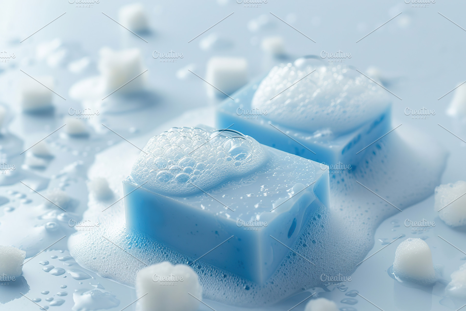 Soap with foam on white background, a Beauty & Fashion Photo by AlyaAnd