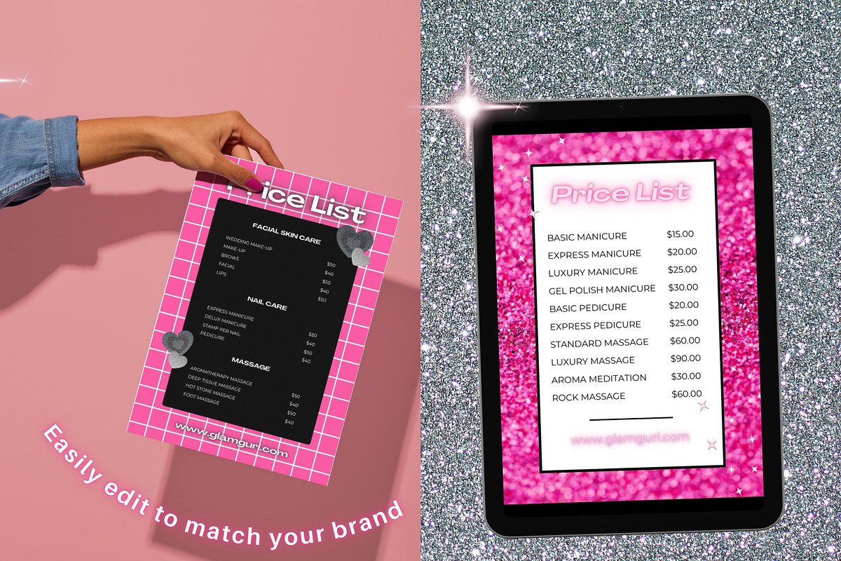 Glam Girl Biz Price Lists Templates, a Marketing Template by Hell Yeah Designs (Photo 5 of 6)