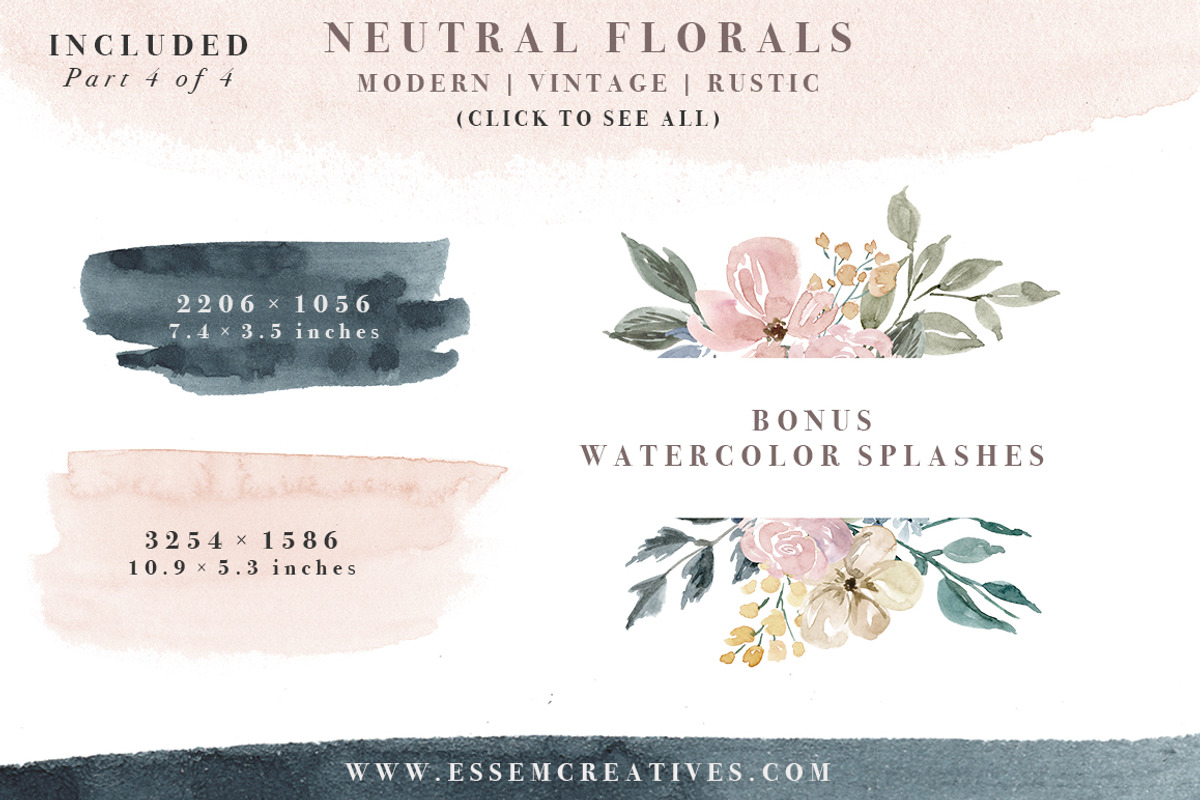 Neutral Watercolor Flower Graphics, an Illustration by Essem Creatives (Photo 6 of 6)