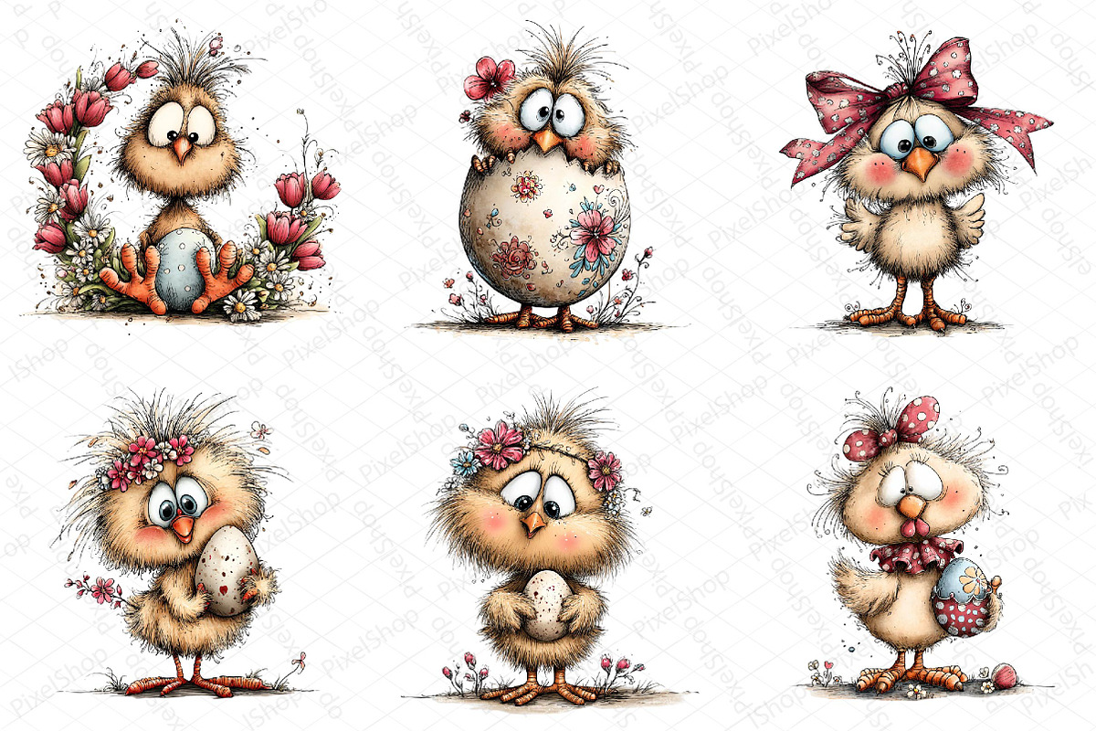 Easter Chicken Whimsical Clipart, an Illustration by DreamPrint404 (Photo 3 of 6)