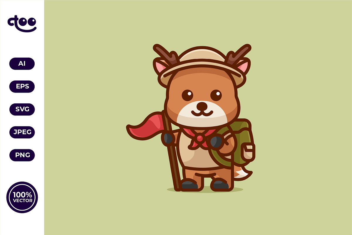 Simple Scout Deer cartoon vector, an Animal Illustration by Satisfactoons (Photo 1 of 3)