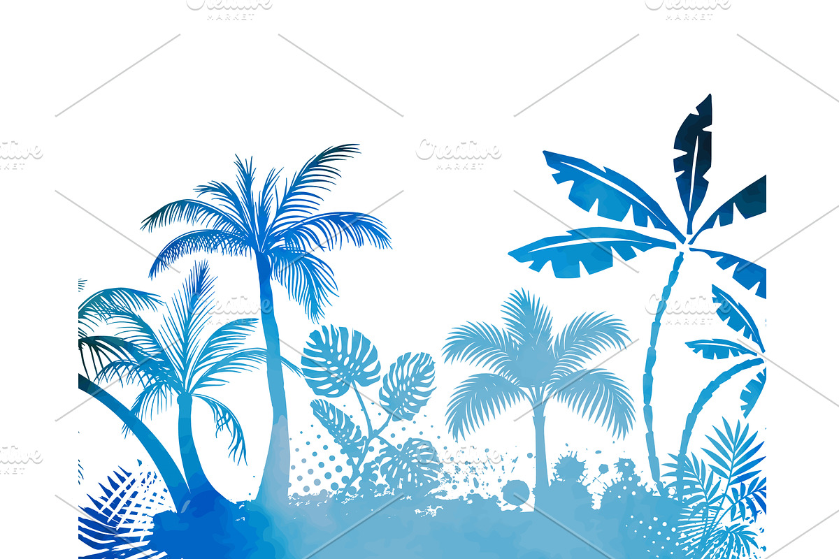 Abstraction of blue palm trees in, an Illustration by Nenahliadava Design