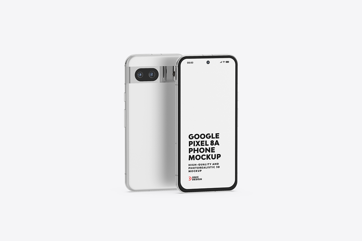 Google Pixel 8A Phone Mockup, an Android Mockup by UnicDesign (Photo 11 of 15)