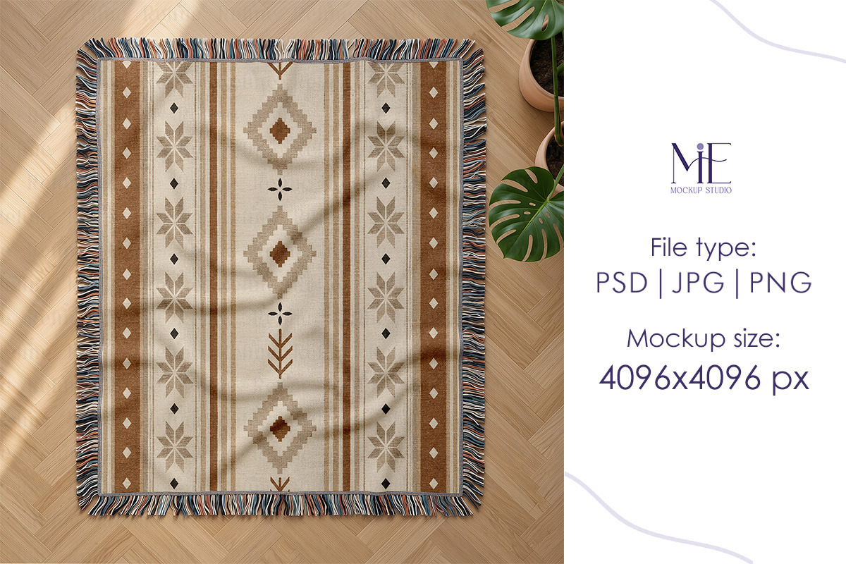 Woven Throw Blanket POD Mockup Canva, a Household Mockup by Mie Mockup Studio (Photo 10 of 10)