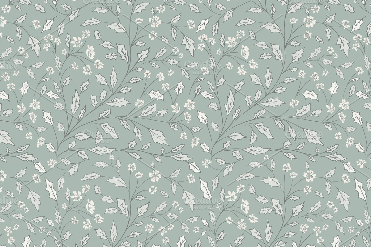 Trailing Teal Floral Vines Pattern, a Pattern Graphic by Mieken Petra Designs (Photo 3 of 3)
