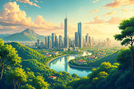 Green City Illustration, a Nature Photo by h.utomo