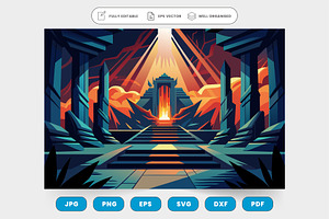 temple with a sun in the background,, a Graphic by SaroStock