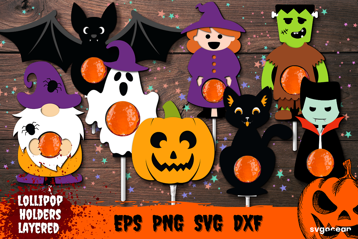 Halloween Lollipop Holders, an Illustration by svgocean (Photo 1 of 10)