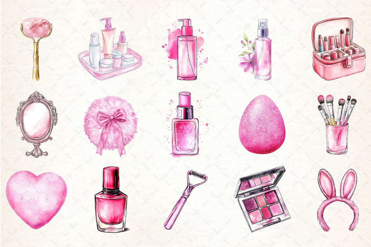 Pink Cosmetic and Fashion Clipart PN, an Illustration by Libby Wishes (Photo 2 of 4)
