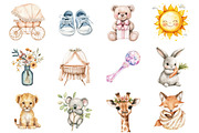 Watercolor Baby Shower Clipart, an Illustration by Design Market (Thumbnail 3 of 3)