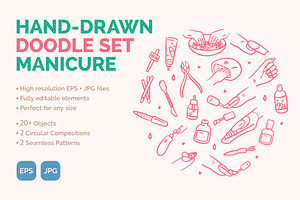 Nail Manicure Set Doodle Style, an Object Graphic by 35lab