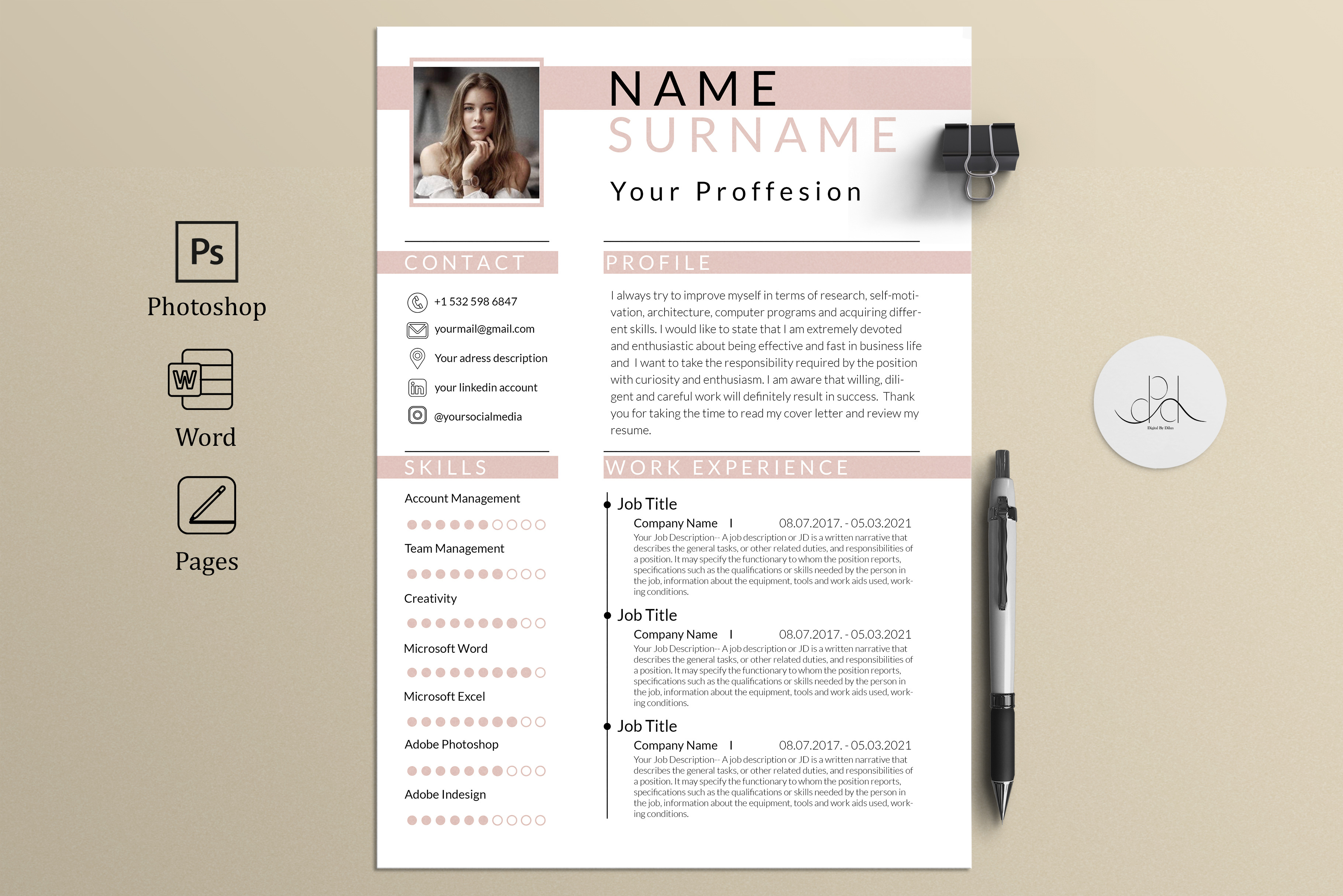 Minimal Resume Template, a Resume Template by DigitalByDilan