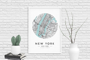 New York Map - Print Wall Art