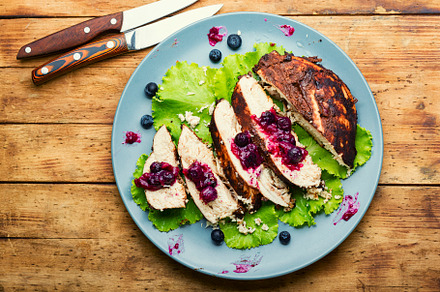 Chicken breast with huckleberry sauc, a Background Photo by MLunov MLunov