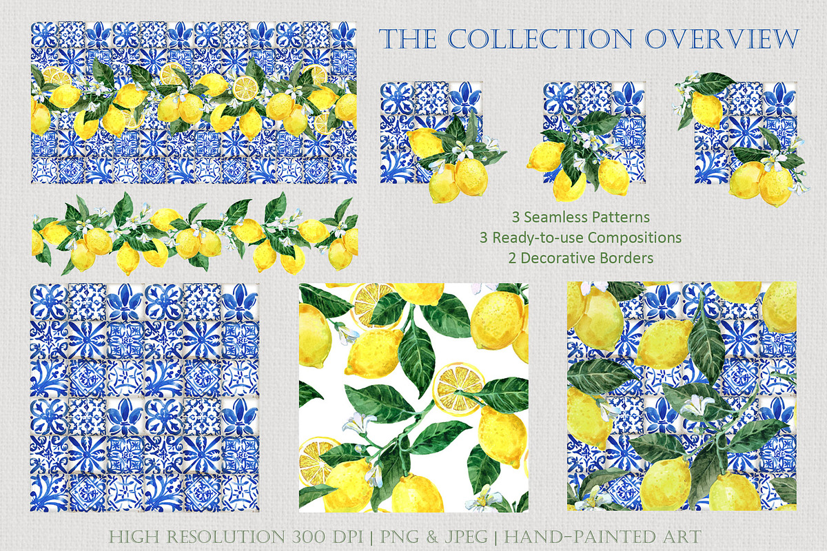 Sicilian Lemon & Tiles Pattern Kit, a Pattern Graphic by FineArt (Photo 3 of 4)