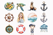 Watercolor Nautical Aesthetics Clipa, an Illustration by Design Market (Thumbnail 2 of 3)