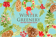 Watercolor Winter Foliage Christmas, an Illustration by Sandra Jones Art (Thumbnail 2 of 4)