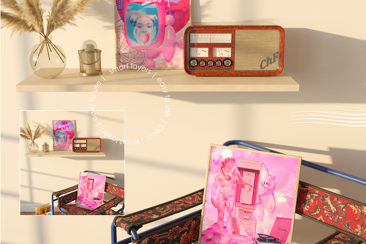 RETRO NOSTALGIA | Frame Mockup set, a Household Mockup by yuliyuri.studio (Photo 7 of 14)