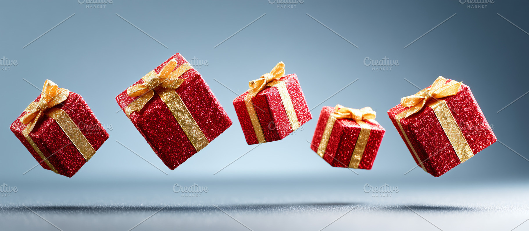 Set of glittery red Christmas gift, a Holiday Photo by MistyDay