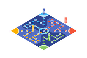 Board game, flat isometric view, an Object Illustration by the8monkey
