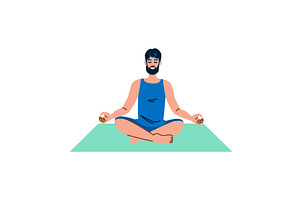 Bearded man practicing yoga and, a Person Illustration by pikepicture