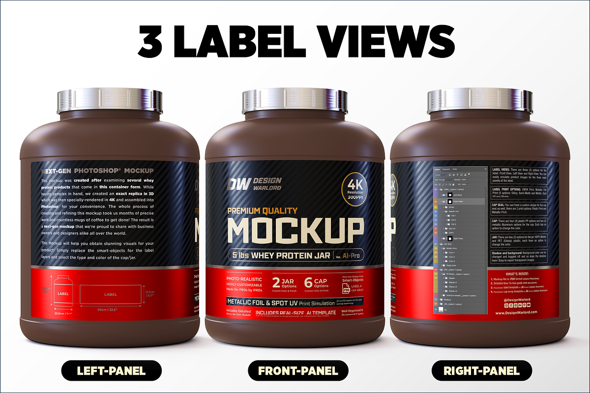 5lb Whey Protein Jar Mockup A1-Pro, a Packaging Mockup by Design Warlord (Photo 6 of 16)