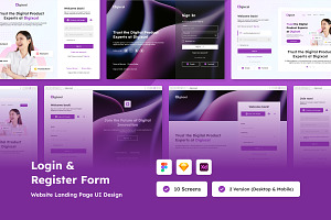 Clean Login & Register Form UI Kit, an UI Kit Template by twinstd