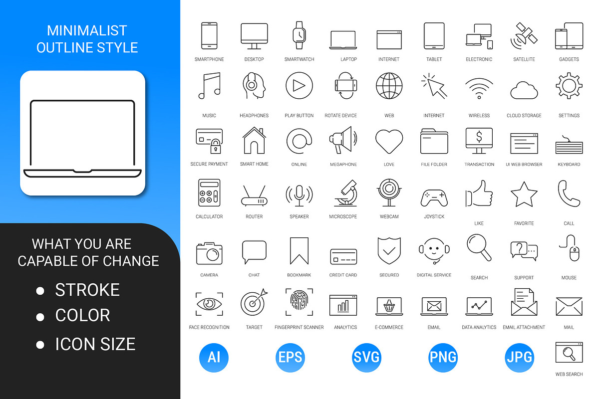 Technology modern outline icon set, an Outline Icon by Icons (Photo 2 of 3)