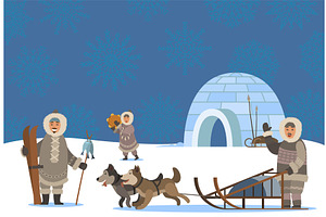 Arctic People Settlement, Igloo And