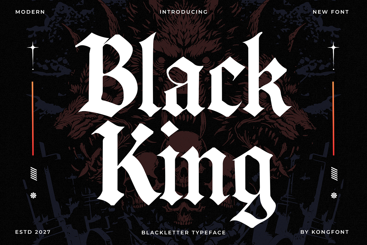Black King – Modern Blackletter Type, a Blackletter Font by overlaytemplates (Photo 1 of 5)