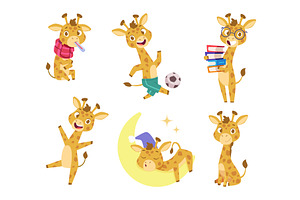 Giraffe. Cartoon baby animal playing, an Animal Illustration by Onyx
