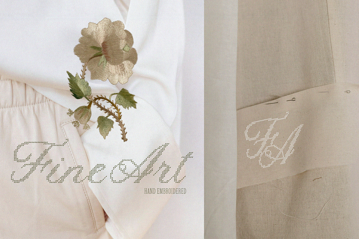 Lace House Stitched Embroidery Font, a Script Font by AnMark (Photo 4 of 11)