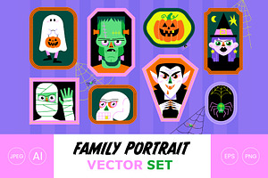 Halloween vector family portrait