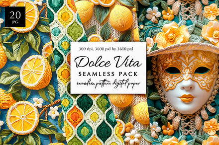 Dolce Vita seamless pattern, a Pattern Graphic by HAPPY PUPPY SHOP