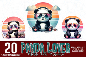 20 Groovy Panda T-shirt Bundle, an Animal Illustration by Sofia's Fashion