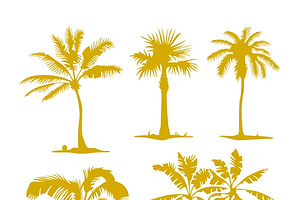 Set Of Palm Tree Silhouettes