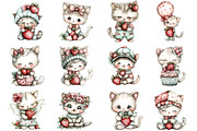 Whimsical Strawberry Cats Clipart, a Seasonal Illustration by CitraGraphics (Thumbnail 2 of 6)