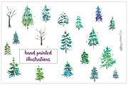 Winter Watercolor Trees Clipart, an Illustration by Inksnthings (Thumbnail 2 of 5)