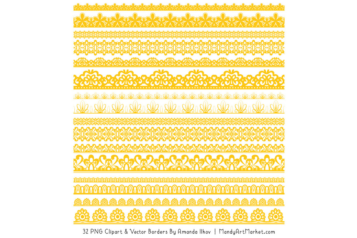 Yellow Lace Clipart Borders, an Illustration by Amanda Ilkov (Photo 3 of 5)