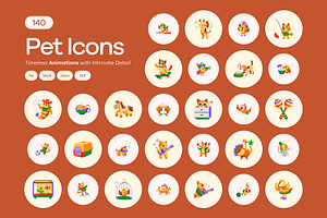 Animated Pet Icon Art Set, a Duotone Icon by Vectors Market