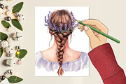Watercolor Modern Rapunzel Clipart, a Seasonal Illustration by CitraGraphics (Thumbnail 5 of 6)